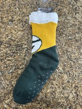 FOCO NFL Green Bay Packers Color Block Footy Slippers Non-Skid Bottoms