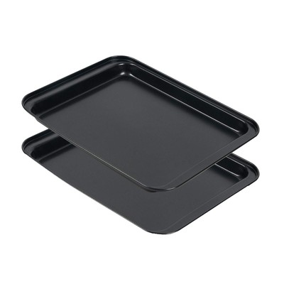 Small Baking Sheet 2 Pack, 8 Inch Nonstick Baking Pans for Oven w/Rimmed Bord...