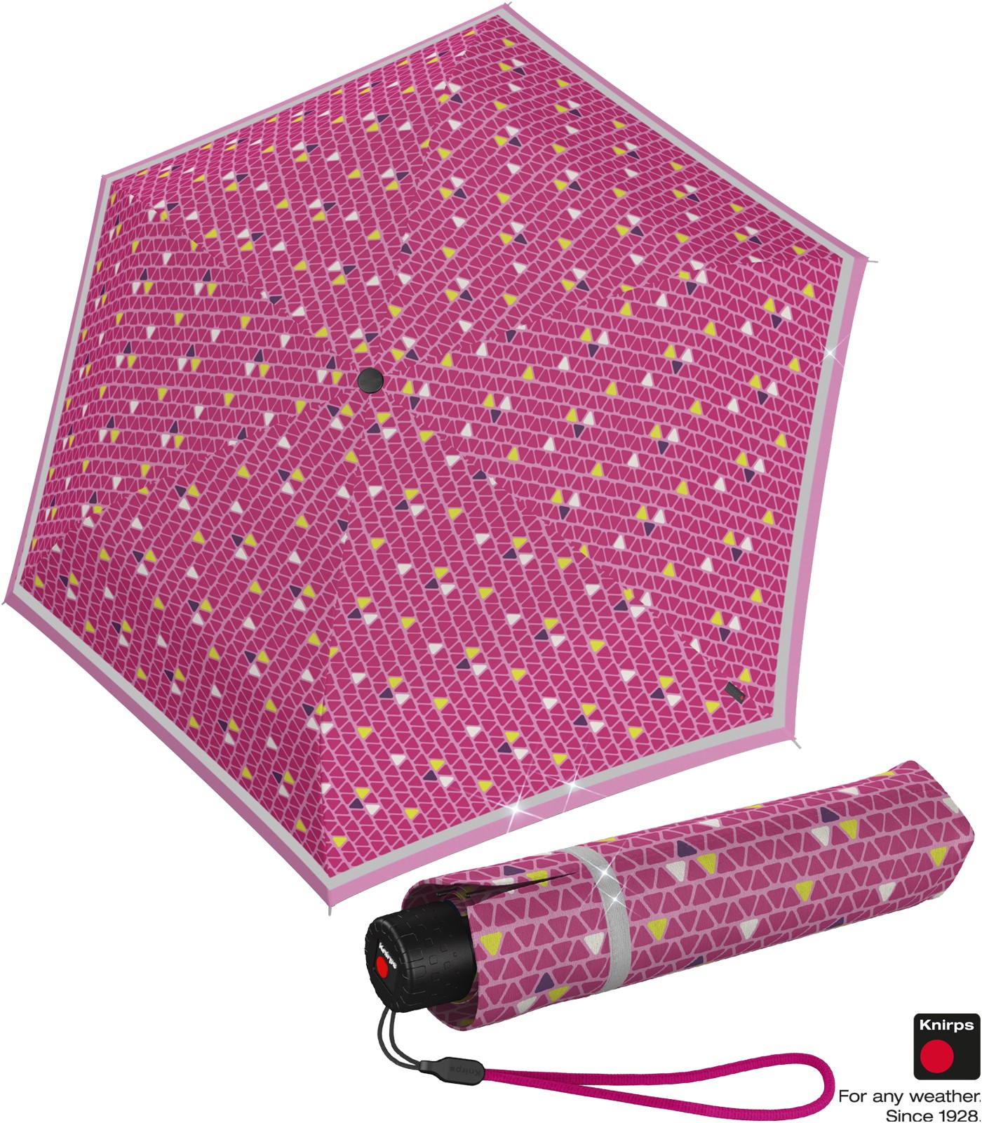 Knirps Regenschirm Kinder Taschenschirm reflektierend Rookie triple Dreiecke