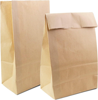 50 Pack 12 Lb Brown Paper Lunch Bags, 12.5'' x 7'' x 4.3'' Large Bread Bags Bulk, H
