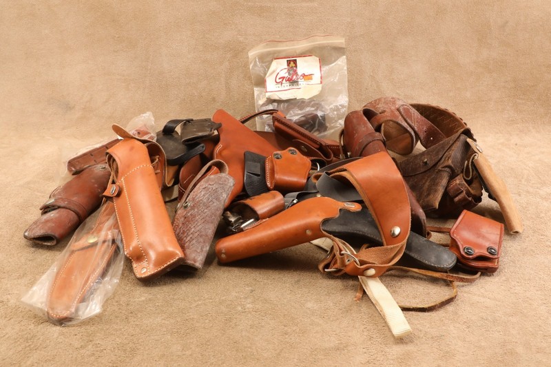 Mixed Lot of Leather Gun Rigs, Traditional & Shoulder Style Holsters