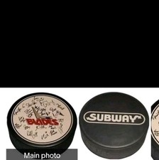 KANSAS CITY BLADES TEAM STAMPED On SIGNATURES SUBWAY SPONSOR VINTAGE  PUCK Rare