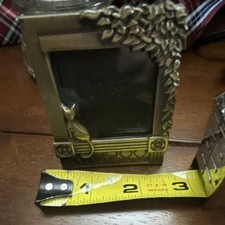 Brass Cat Picture Frame with Leaf Design Decorative 2x3 Inch