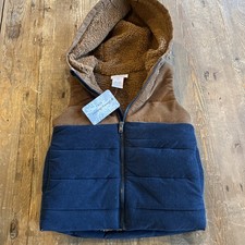 Tommy Bahama Khaki Brown Navy Blue Corduroy Hooded Vest Boys Size 4T NWT NEW