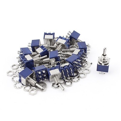 20ST AC 125V 6A EIN-AUS-EIN DPDT Gripzange Mini Kippschalter Blau 6mm
