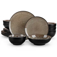 vancasso Bubble Brown Stoneware Dinnerware Set Glaze Dinner Service Set for 4/6