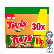 Twix Hazelnut Milk Chocolate Bar 46g - Box of 30 - Twix New - BK84