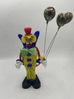 Rare Murano Glass Clown Holding Metal Balloons Italy Handblown Vintage 10”