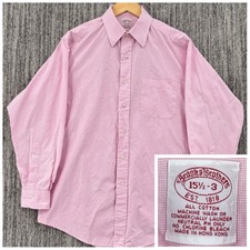 Vintage Brooks Brothers All Cotton Button Shirt Men s 15.5 M Pink Gingham 90s
