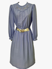 Women's 70s dress Easter embroidered long sleeve David Robin Vintage  11/15