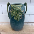 Roseville Bushberry Vase #31-7 Blue Green Zanesville 1941