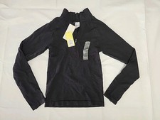 All In Motion Women's 1/2 Zip Pullover, Ribbed Jacket, Black, Size Medium