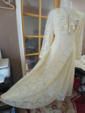Vintage Lace Dress Nina Piccalino Sz 12 Ruffle Lined 2 Piece Tie Back Beautiful
