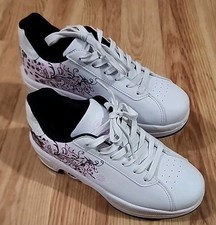 2-in-1 Roller Skates Shoes W/Retractable 4 Wheels  Pop-Out Deformation Size 6.5