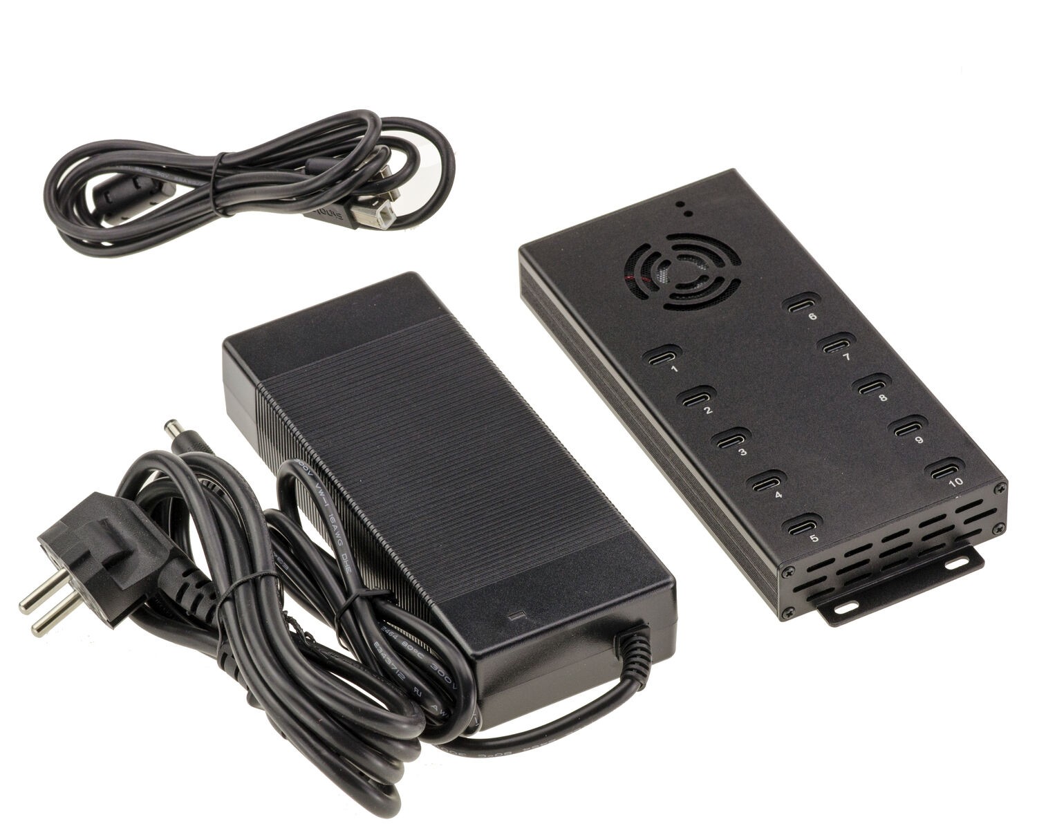 Chargeur USB C 120W multiport pour alimenter 10 appareils en metal