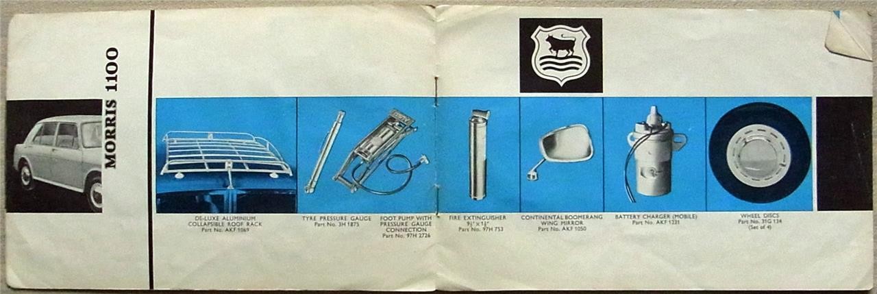 MORRIS 1100 ACCESSORIES Car Sales Leaflet Brochure March 1964 #AKD 2075 - Image 3