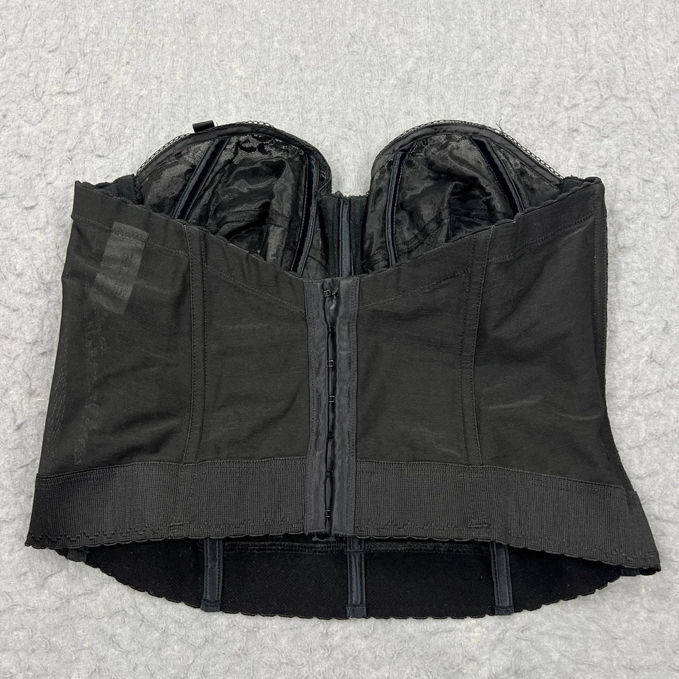 De Colección Diosa Corsé Bustier 40D Negro Sin Tirantes Encaje Deshuesado Volantes Nupcial Elastizado Foto 3 de 4