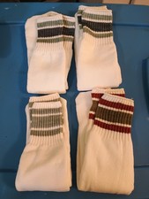 Vintage 90s Tube Socks White With Banding 16-17" NOS 4 Pairs