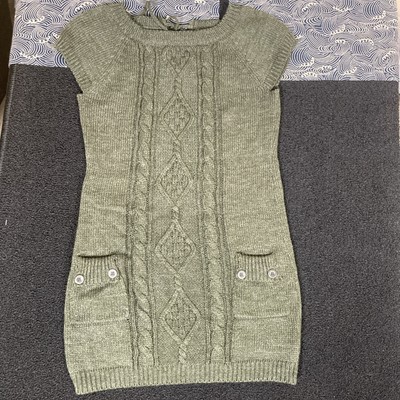 JJ Basics Y2K green Knit Sweater Dress Pockets Large Early 2000s type style L