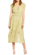 WAYF Women's Yellow Floral Print Midi Dress size 8