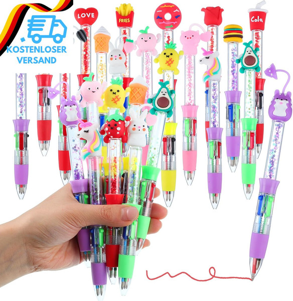 Yoosso 20 StüCk 4-In-1 Kugelschreiber Set, Versenkbare Kugelschreiber Lustige Ge-image