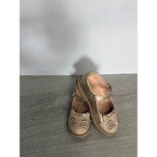123 Kitties Girls Gold Glitter Cat Mary Jane Shoes Size 9C