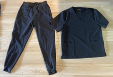 Men s Black CozyScrubs Set. Size Medium Scrubs. Top And Bottom Jogger Style