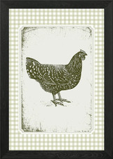 Vintage Chicken Illustration on Gin Framed Wall Art Poster Canvas Print Picture
