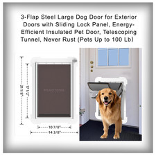 3-Flap Steel Large Dog Door   MIAOTONG   Fits Pets Up to 100 lb