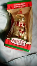 Coca-Cola Kurt Alder 5" Polar Bear Christmas Glass Ornament Hand Crafted