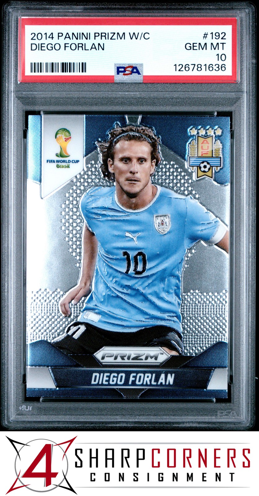 2014 PANINI PRIZM WORLD CUP #192 DIEGO FORLAN PSA 10