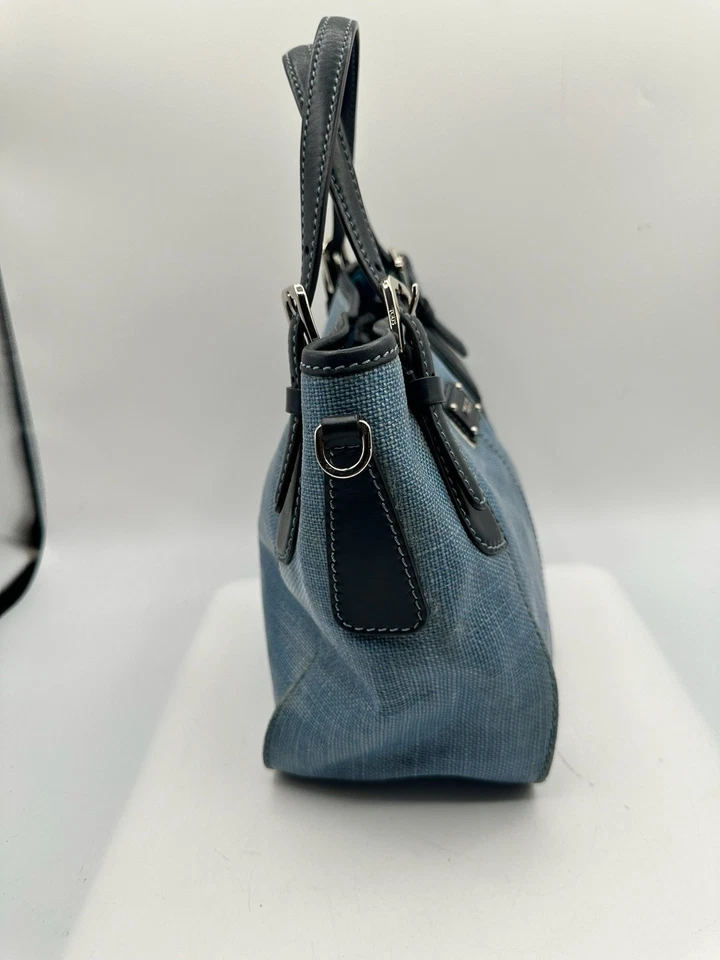 TOD'S 蓝色涂层帆布皮革装饰挎包托特包手提包 — 第 4/4 张图片