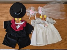 Build-A-Bear Bride/Groom Wedding Dress and Formal Tuxedo Lot of 9 pcs Excellent