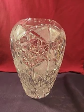 Diamond Cut German Lead Crystal Etched 8 1/2in. Vase