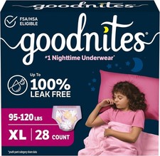 28-Count Goodnites Girls' Nighttime Bedwetting Underwear X-Large Multicolored