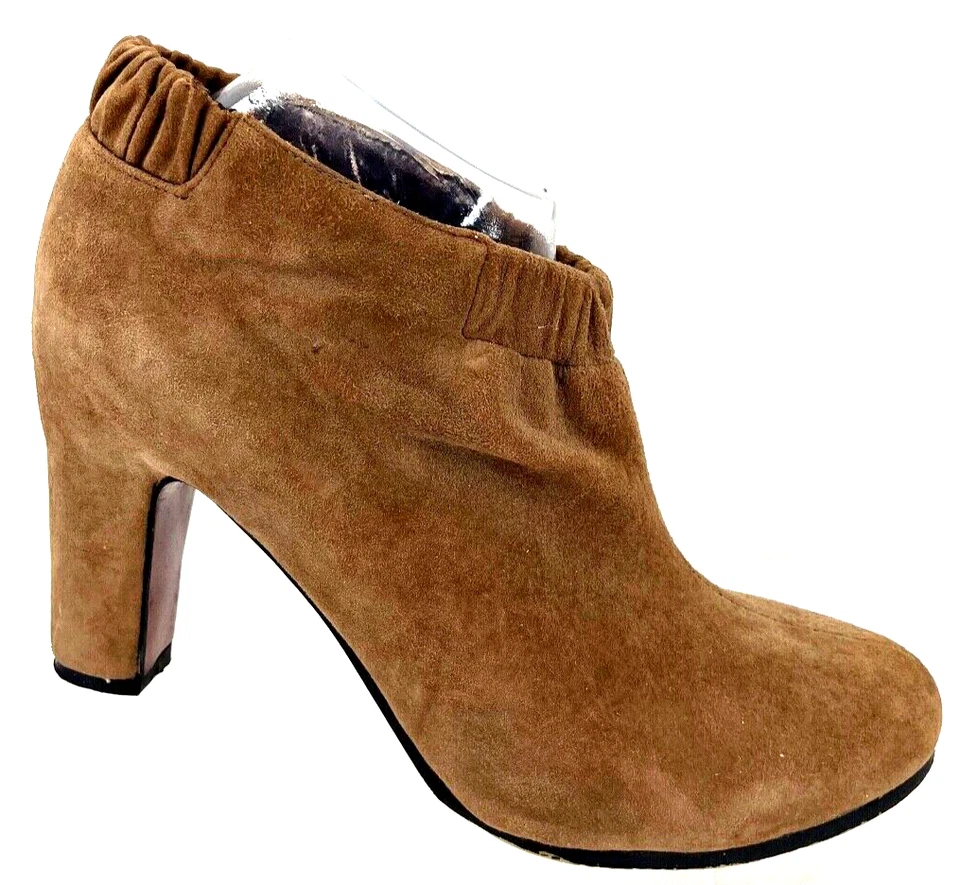 Sam Edelman Simone Elástico Marrón Gamuza Cuero Tacón Botín Zapatos Para Mujer 9 M Foto 2 de 4