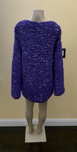 NWT H&M Size XS/S Purple Cable Knit Crewneck Oversized Sweater - Picture 5 of 10