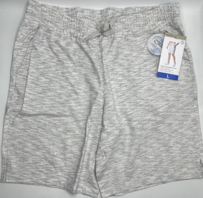 Women's Size Large Mondetta Performance Active Bermuda Shorts Light Gray Combo
