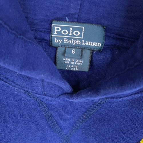 Polo Ralph Lauren Hoodie Boy 6 Blue Green Colorblock Rugby Big Pony Preppy Sport - Picture 9 of 14