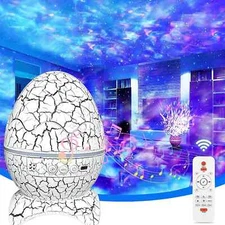 Small crack white Dinosaur Egg Galaxy Projector - Space Buddy Star Projector