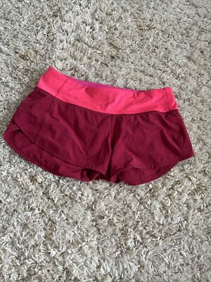 pink lululemon speed up shorts size 4 2 