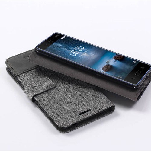 For Nokia X6 X71 4.2 C1 5.3 7 Plus Canvas Leather Flip Stand Wallet Case Cover - Picture 5 of 11