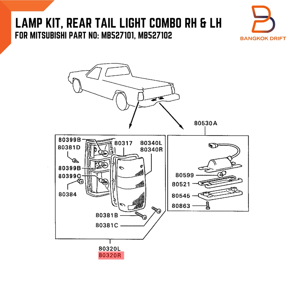 Lámpara de luz trasera Len transparente para Mitsubishi Mighty Max Dodge Ram 50 L200 87-96 Foto 2 de 4