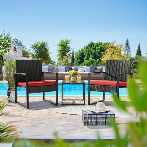 Fun-3 Pieces Patio Bistro Set, Wicker Outdoor Patio Furniture Set, Modern Ratta - Picture 45 of 50