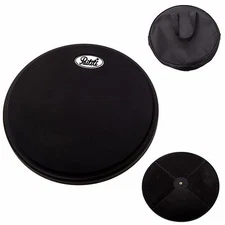 PAITITI 8 Inch Silent Practice Drum Pad Round Shape with Carrying Bag BlackColor