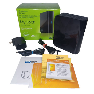 My Book 320GB External Hard Drive Western Digital Box Power USB Cord Reformatted