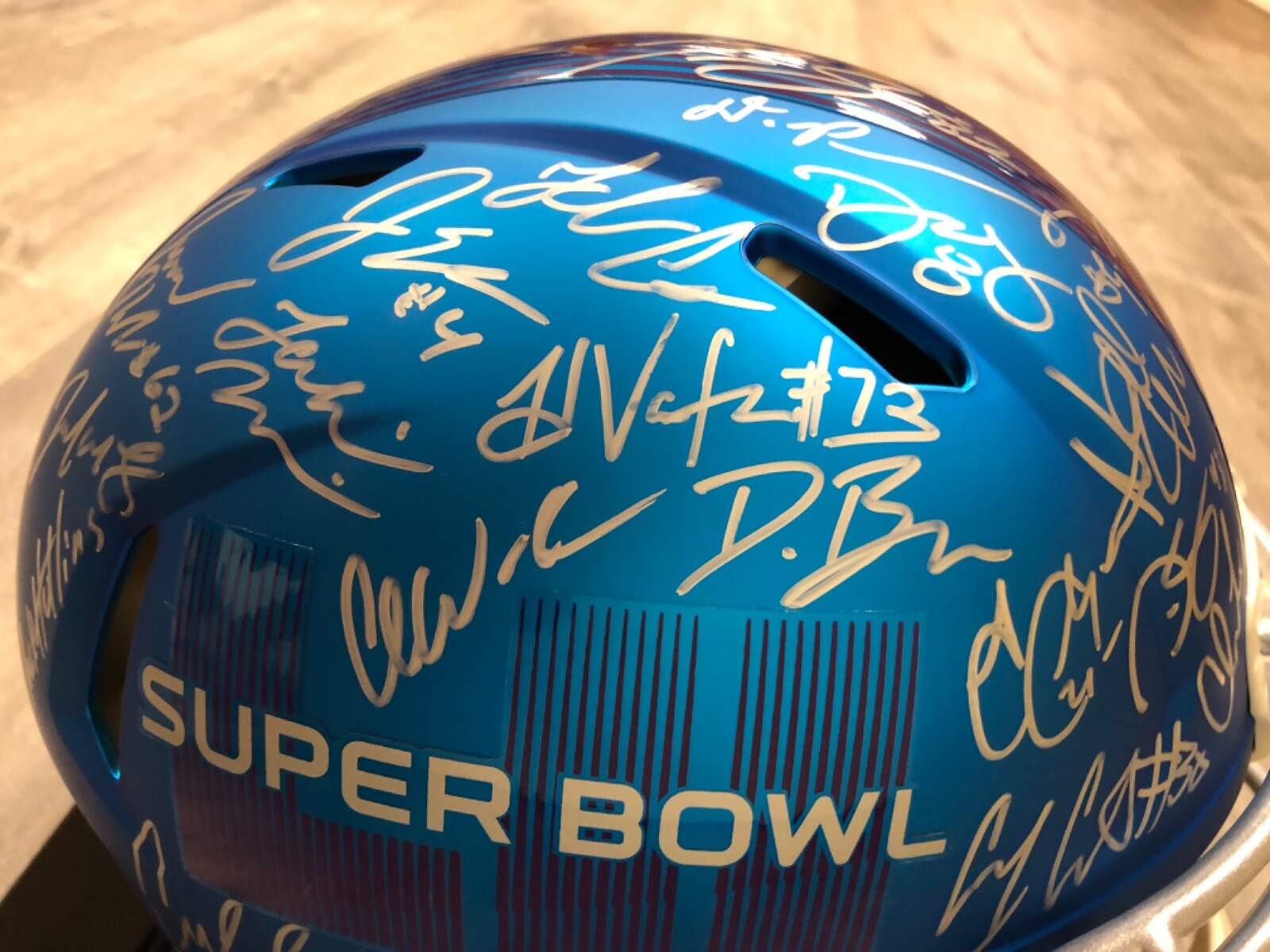Philadelphia Eagles Team Autographed Super Bowl 52 Helmet With Display