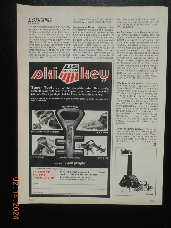 1976 Village at Smuggler's Notch Jeffersonville VT Skiing AD Sexy