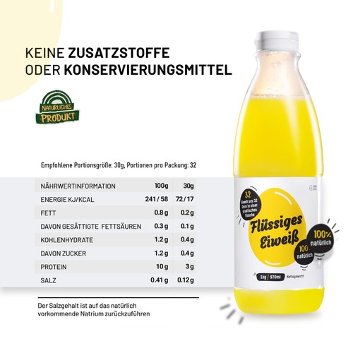 Farma Białka 100% Flüssiges eiweiß Eiklar-flüssig Hochwertiges Hühnereiweiß f... - Bild 4 von 5