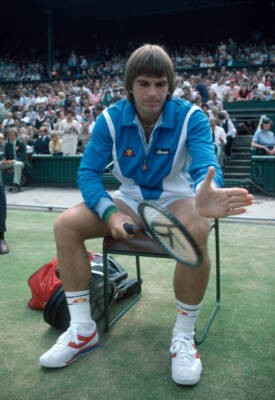 Johan Kriek of South Africa before a match on Centre Court during - Old Photo